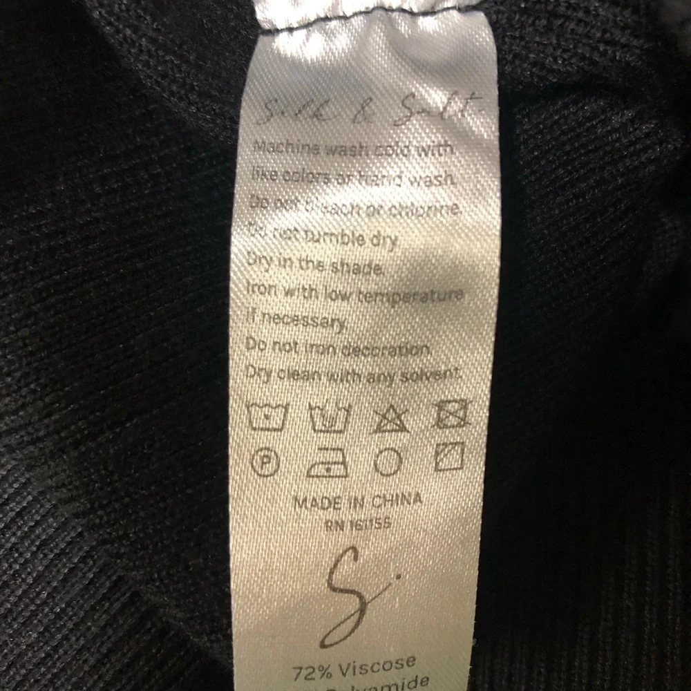 Silk and Salt Staycation Sweat Pants Black Ribbed Knit Pull On Size M - Picture 5 of 6